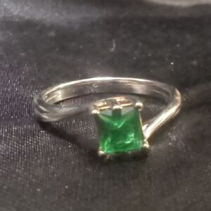 Silver Ring with Green Gemstone